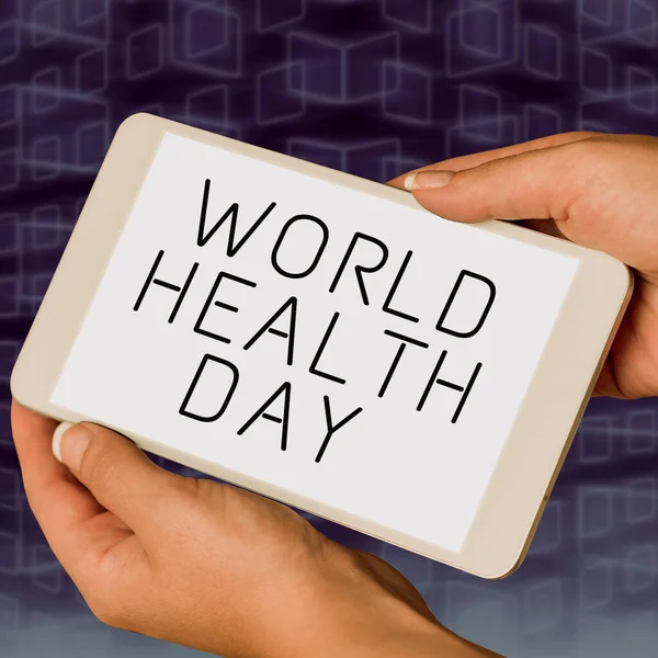 世界健康デーを紹介するテキストキャプション コンセプト写真健康活動のための特別な日医療予防 — ストック写真
