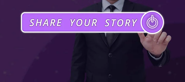 Konceptuální Displej Share Your Story Word Experience Storytelling Nostalgia Myšlenky — Stock fotografie