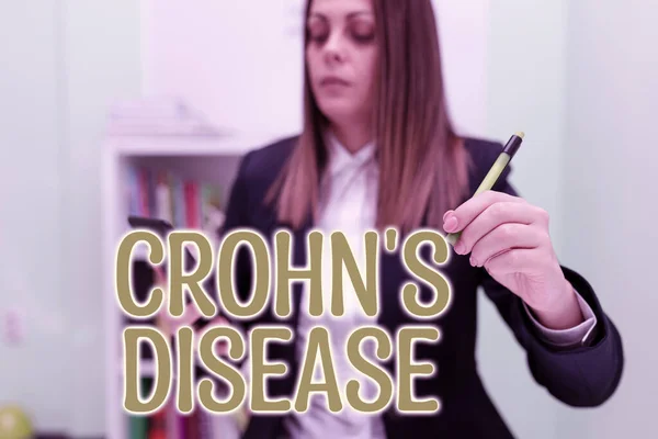Pisanie Wyświetlanie Tekstu Crohn Jest Chorobą Przegląd Biznesu Przewlekłą Chorobą — Zdjęcie stockowe