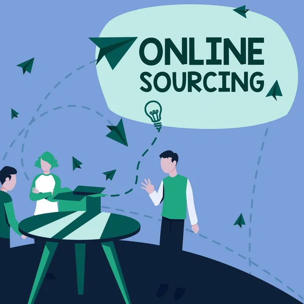 Текст Показывающий Вдохновение Online Sourcing Business Concept Purchase Goods Services — стоковое фото