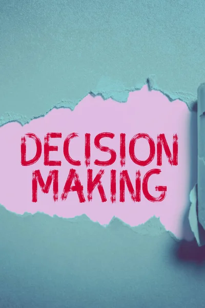 展示决策的标志 做出特别重要决策的商业方法过程 — 图库照片