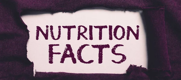 Koncepcionális Kijelző Táplálkozási Tények Üzleti Ötlet Élelmiszerekre Vonatkozó Részletes Információk — Stock Fotó