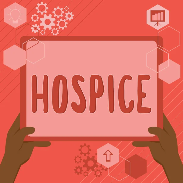 Концептуальный Дисплей Hospice Business Overview Focuses Palliation Terminally Ill Patients — стоковое фото