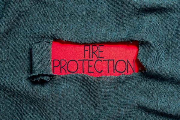 Text Showing Inspiration Fire Protection Word Measures Taken Prevent Fire — Stock Photo, Image