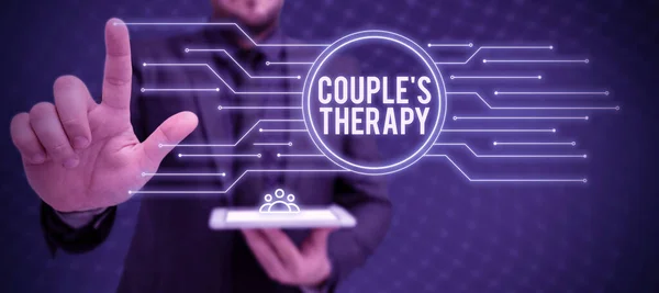 Sinal Texto Mostrando Terapia Casal Ideia Negócio Tratar Angústia Relacionamento — Fotografia de Stock