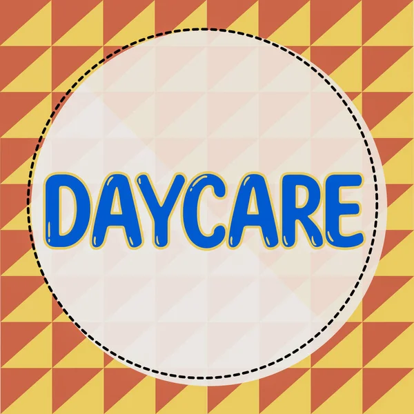 stock image Handwriting text Daycare, Word for offering care to preschool children, enabling their parents to work full time