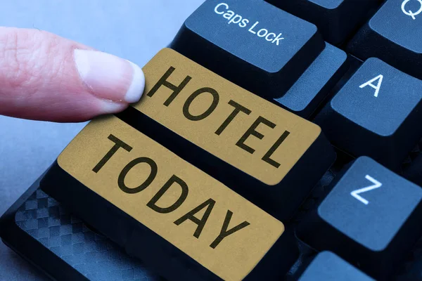Text Bildtext Som Presenterar Hotell Affärsidé Etablering Som Erbjuder Logi — Stockfoto