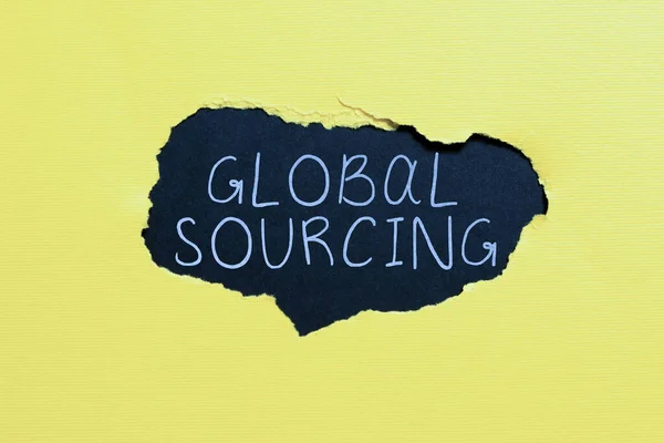 Handschrifttekst Global Sourcing Conceptuele Fotopraktijk Van Het Zoeken Naar Goederen — Stockfoto