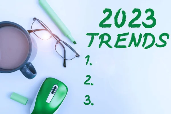 Yazısı Işareti 2023 Trends Yaklaşımı Kısa Bir Süre Için Ünlü — Stok fotoğraf