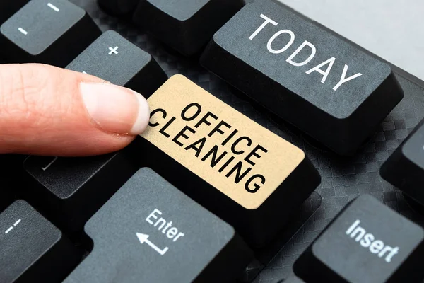 Handwriting Text Office Cleaning Word Action Process Cleaning Office Building — Stock Photo, Image