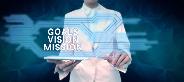 Conceptual Caption Goals Vision Mission Business Idea Practical Planning Process — Stock Photo, Image