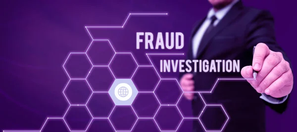 Writing Displaying Text Fraud Investigation Concept Meaning Process Determining Whether — Stock Photo, Image