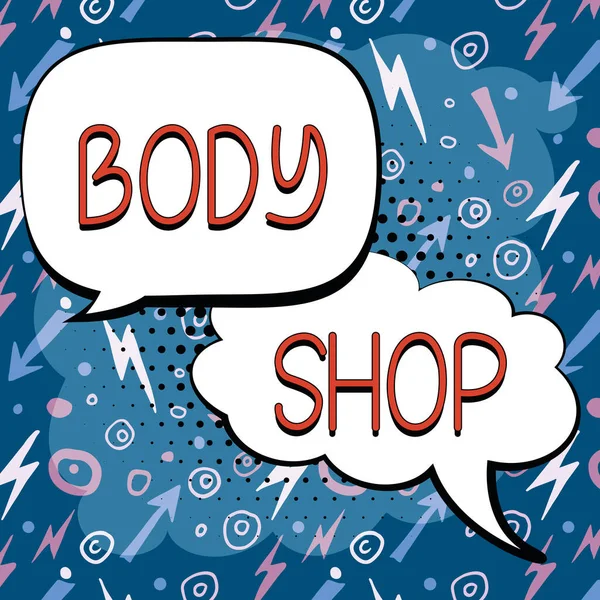 디스플레이 Conceptual Display Body Shop 자동차의 몸체를 수리하는 비즈니스 케이스 — 스톡 사진