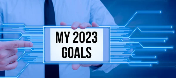 我2023年的目标 关于为今年制定个人目标或计划的文字 — 图库照片