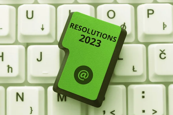 Texto Manuscrito Resoluciones 2023 Visión General Negocios Lista Cosas Que — Foto de Stock