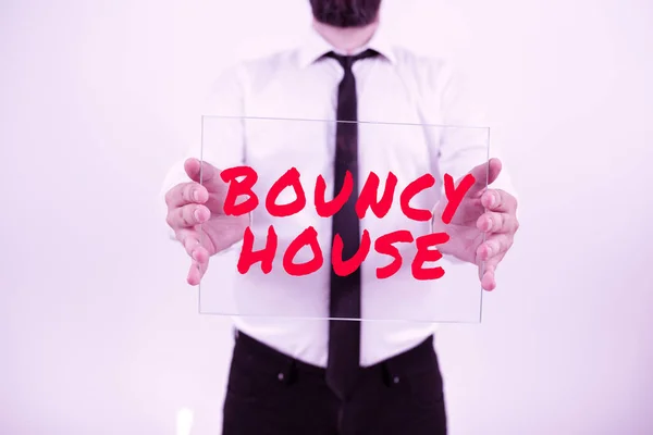 Text Sign Showing Bouncy House Word Automated Program Runs Internet — Stock Photo, Image