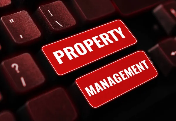 Szöveg Felirat Bemutatása Property Management Üzleti Áttekintés Felügyelete Ingatlan Megőrzött — Stock Fotó