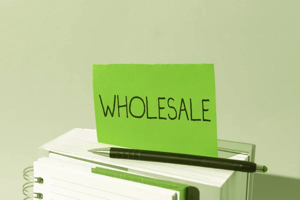 Text Caption Presenting Wholesale Business Approach Sale Commodities Bulk Quantity — Stock Photo, Image