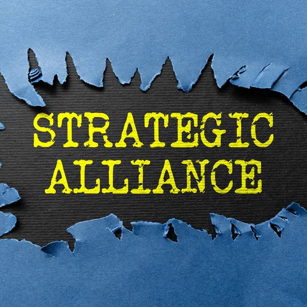 Texto Que Mostra Inspiração Aliança Estratégica Abordagem Negócios Vínculo Entre — Fotografia de Stock