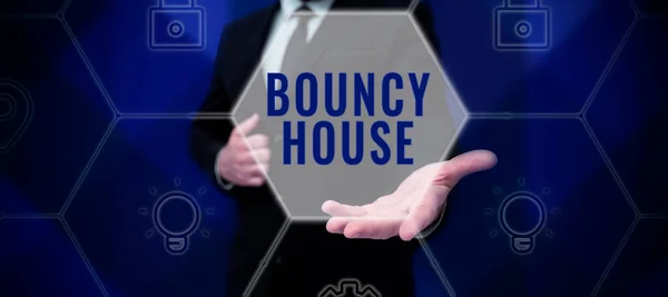 Inspirace Ukazující Nápis Bouncy House Word Automated Program Který Běží — Stock fotografie