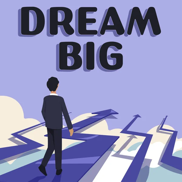 Texto Escrito Mão Dream Big Vitrine Negócios Para Pensar Algo — Fotografia de Stock