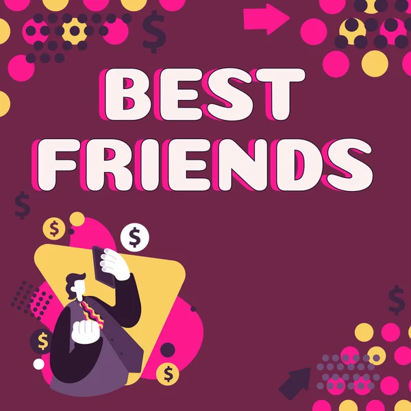 Logga Visar Bästa Vänner Word Skrivet Person Värdesätter Framför Andra — Stockfoto
