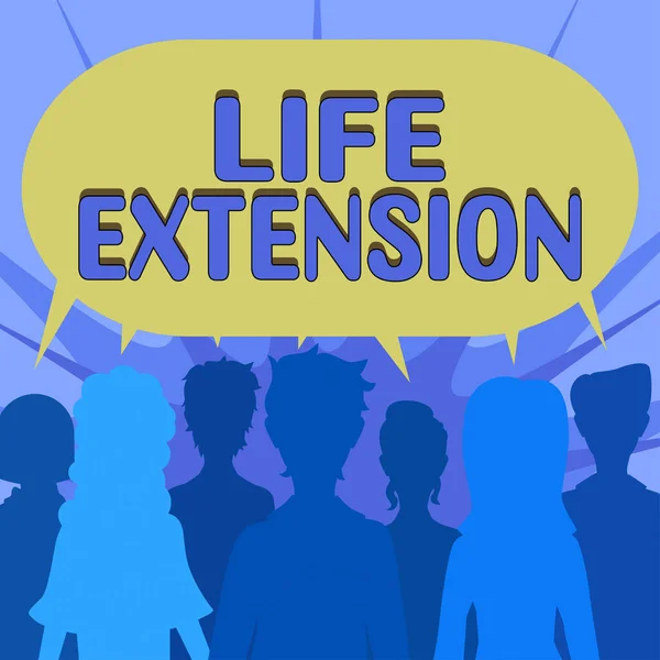 Text sign showing Life Extension, Business approach able to continue working for longer than others of the same kind