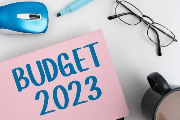 Begrebsmæssig Overskrift Budget 2023 Begrebet Skøn Indtægter Udgifter Næste Eller - Stock-foto