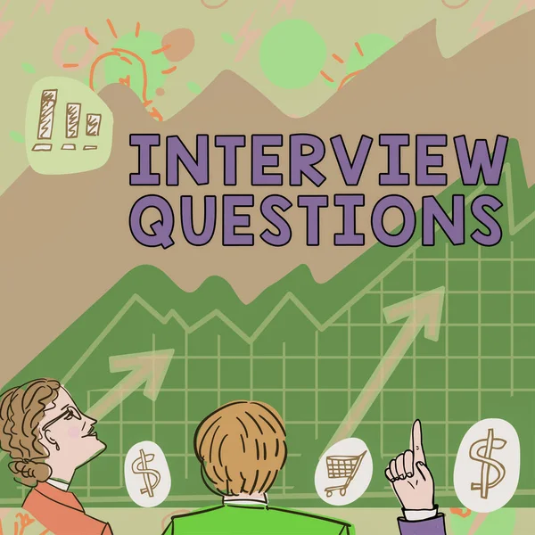 Sinal Texto Mostrando Entrevista Perguntas Abordagem Negócios Tópico Sendo Perguntar — Fotografia de Stock