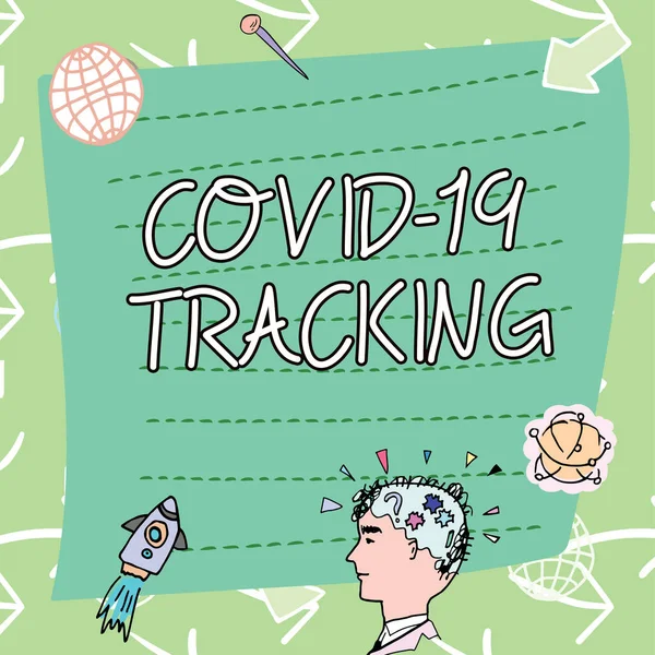 Teksten Weergeven Covid Tracking Bedrijfsoverzicht Onderscheidingsproces Van Mogelijk Geïnfecteerde Personen — Stockfoto