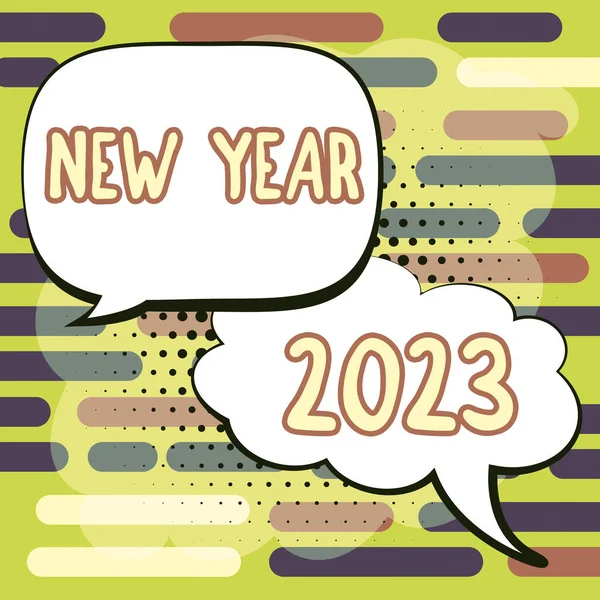 Texto Escritura Mano Año Nuevo 2023 Enfoque Empresarial Saludo Celebración — Foto de Stock