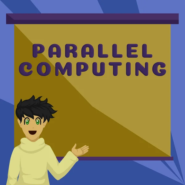 Text Rukopisu Parallel Computing Business Showcase Simultánní Výpočet Pomocí Softwaru — Stock fotografie