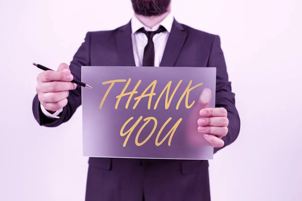 Handschriftliches Dankeschön Geschäftsübersicht Die Auf Etwas Gutes Abspielt Oder Zufriedene — Stockfoto