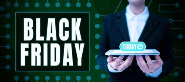 Texto Mostrando Inspiração Black Friday Vitrine Negócios Dia Após Feriado — Fotografia de Stock