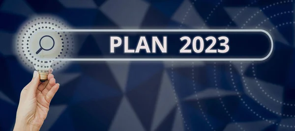 Letrero Escritura Mano Plan 2023 Escaparate Negocios Propuesta Detallada Para —  Fotos de Stock