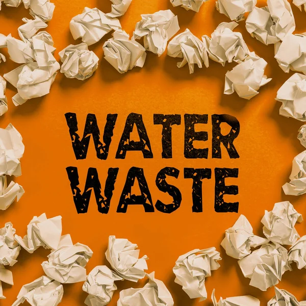 概念図水の廃棄物 工業プロセスの一部として使用されている液体の言葉 — ストック写真