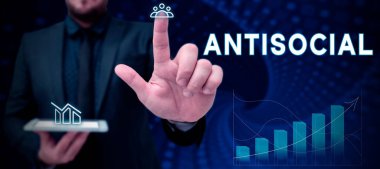 Antisosyal, iş yaklaşımını gösteren metin başlığı sapma gösteren organize topluma düşmanca veya zararlı