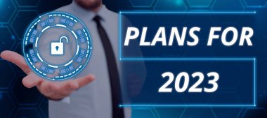 2023 için kavramsal gösterim planları, birinin ne yapacağına dair bir niyet veya karar üzerine yazılan Word