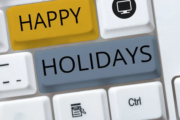 Inspiracja Pokazująca Znak Happy Holidays Business Showcase Greeting Używane Rozpoznania — Zdjęcie stockowe