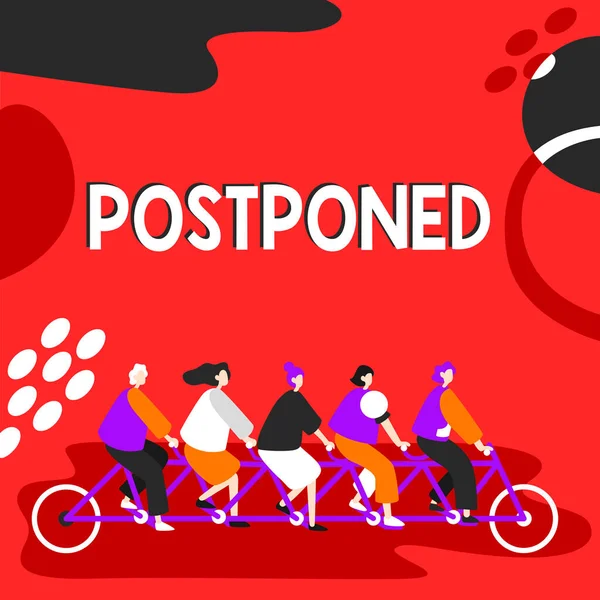 Text Sign Showing Postponed Conceptual Photo Place Later Order Precedence — Stock Photo, Image