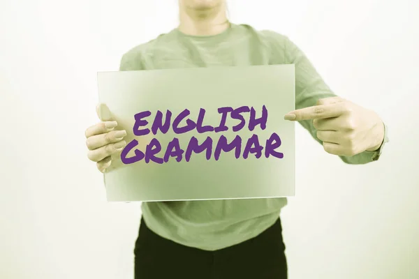 概念展示英语语法 商业概念课程涵盖所有级别的英语听说和写作 — 图库照片