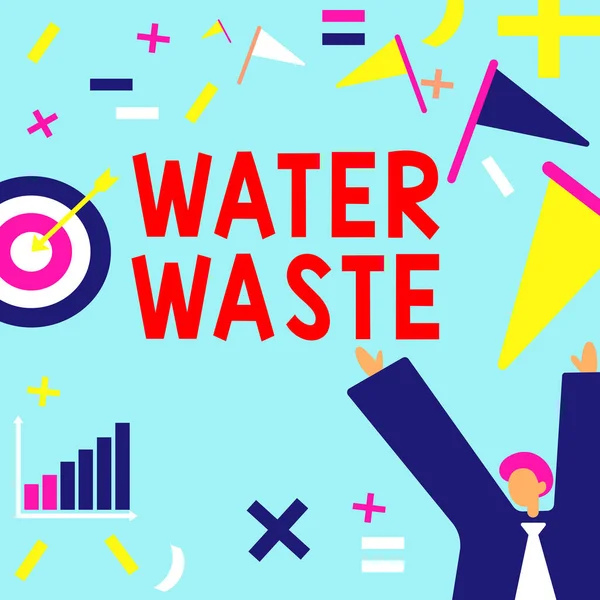 工業プロセスの一部として使用されている液体を意味する水廃棄物を表示する記号 — ストック写真