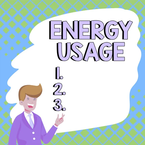 Inspiratie Met Teken Energiegebruik Begrip Betekent Hoeveelheid Energie Verbruikt Gebruikt — Stockfoto