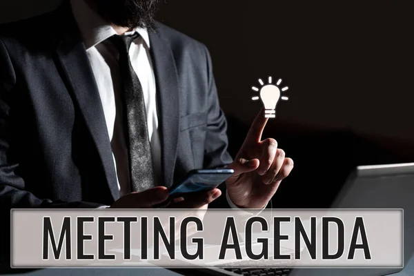 Handschrifttekst Meeting Agenda Internet Concept Een Agenda Stelt Duidelijke Verwachtingen — Stockfoto