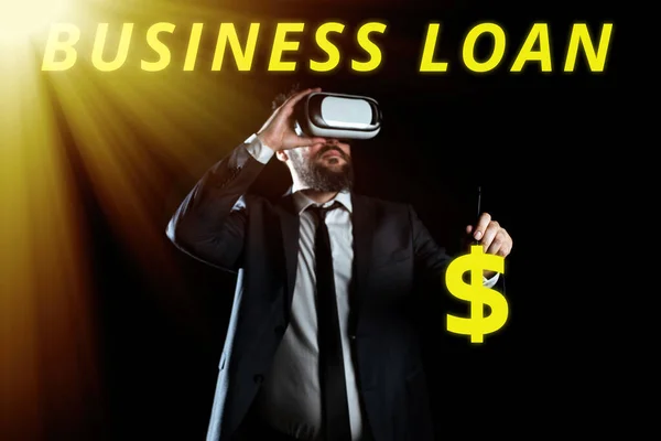 Hand writing sign Business Loan, Internet Concept Credit Mortgage Financial Assistance Cash Advances Debt