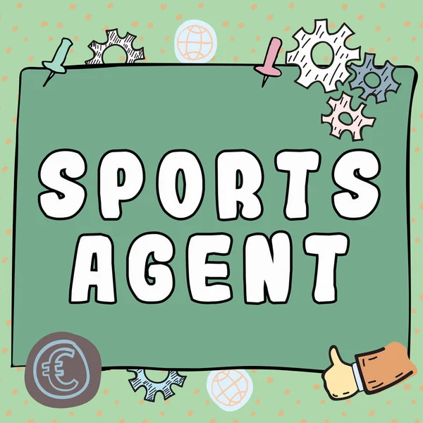 Mão Escrita Sinal Sports Agent Internet Concept Pessoa Gerencia Recrutamento — Fotografia de Stock