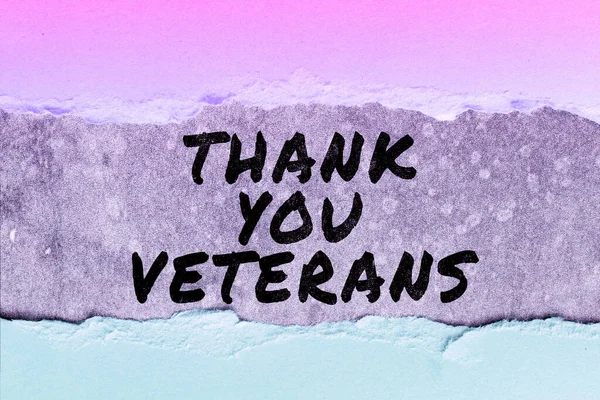 Text Caption Presenting Thank You Veterans Business Concept Expression Gratitude — Stock Photo, Image