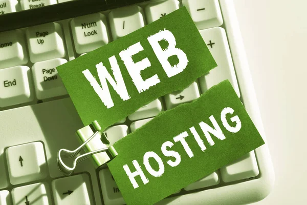 Writing displaying text Web Hosting, Internet Concept The activity of providing storage space and access for websites