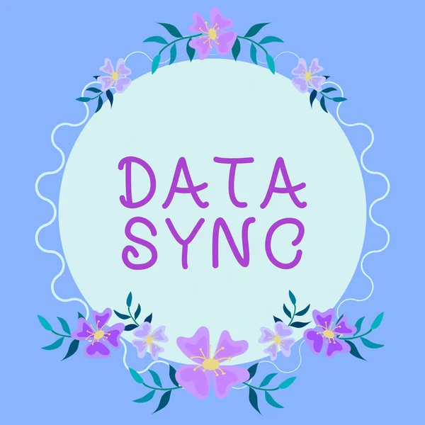 Inspiráló Szöveg Data Sync Word Különböző Forrásokból Folyamatosan Generált Adatokra — Stock Fotó