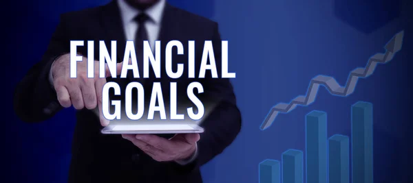 Hand Writing Sign Financial Goals Internet Concept Targets Usually Driven — Stock Photo, Image